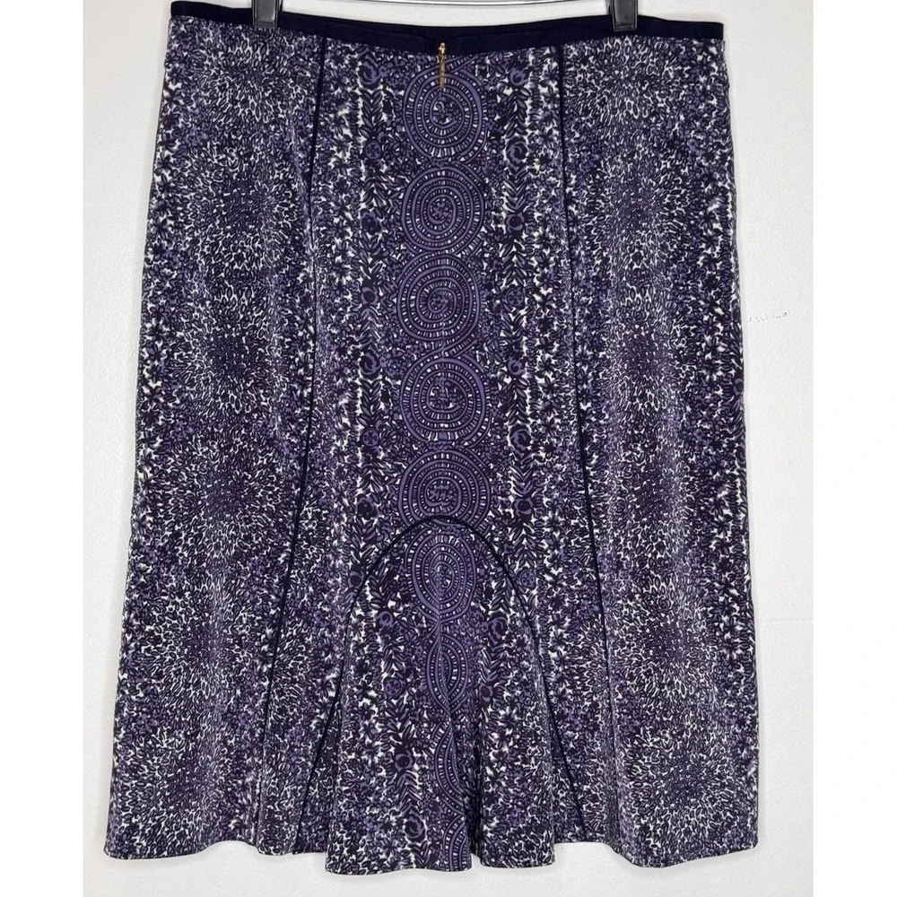 Tory Burch Skirt 8 Purple Paisley Fluted A-Line Above Knee Preppy Quiet Luxury